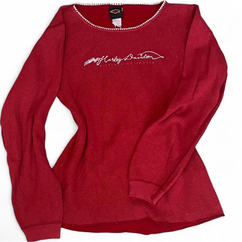 Vintage Harley Davidson Las Vegas long sleeve knit scoop neck red long sleeve